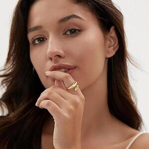 Non-Tarnish 14K Gold Plated Chunky Dome Ring for Women | Statement Stacking Ring